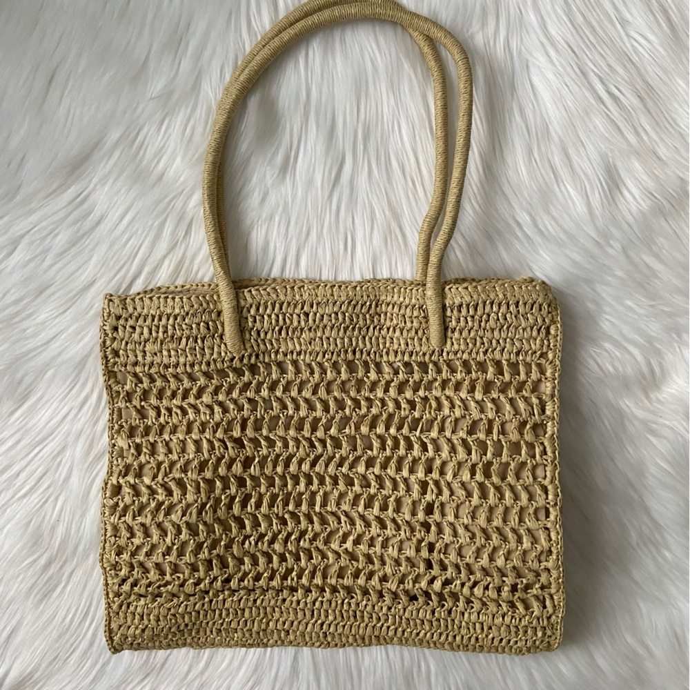 straw packable tote bag - Picture 2 of 5